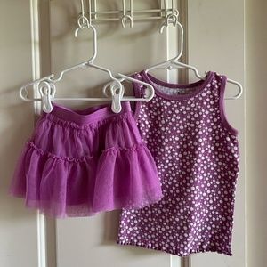 Old Navy - Girls 4T - Purple Ballet Skirt and Polka Dot Tank (100% Cotton)